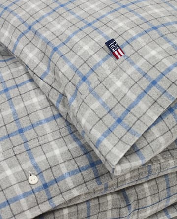 Funda nórdica Checked Cotton Flannel 150x210 cm - Gray-blue - Lexington