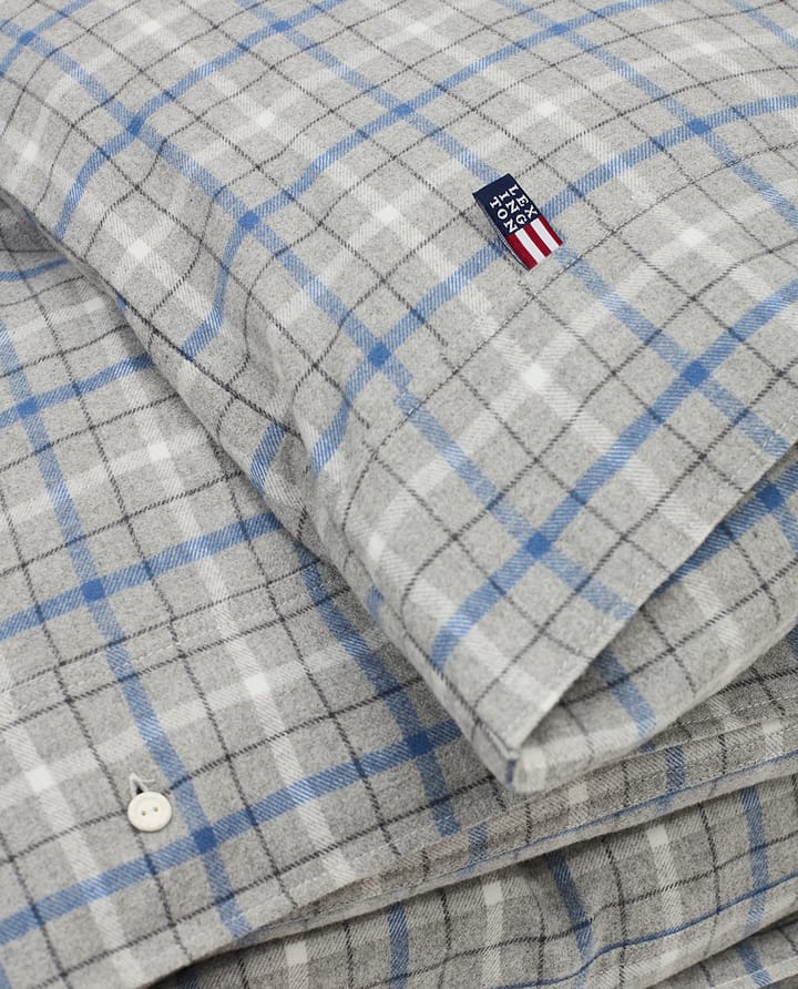 Funda nórdica Checked Cotton Flannel 150x210 cm, Gray-blue Lexington