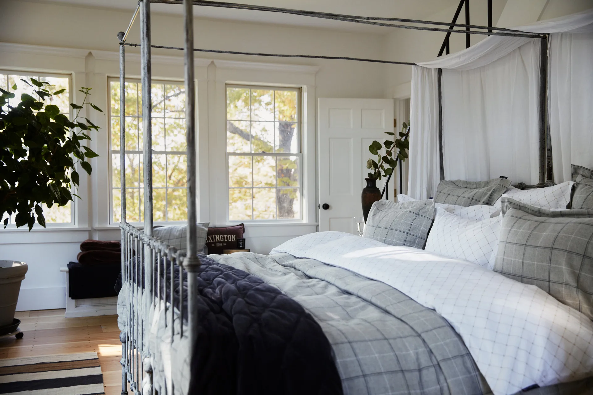 Funda nórdica Checked Cotton Flannel 150x210 cm, Light gray-dove Lexington