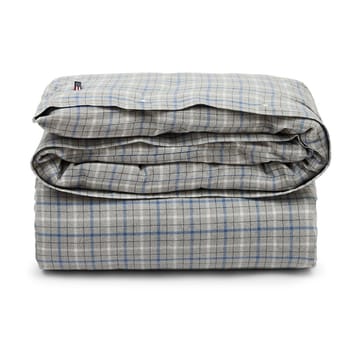 Funda nórdica de algodón y franela Checked 220x220 cm - Gray Melange/Blue/White - Lexington