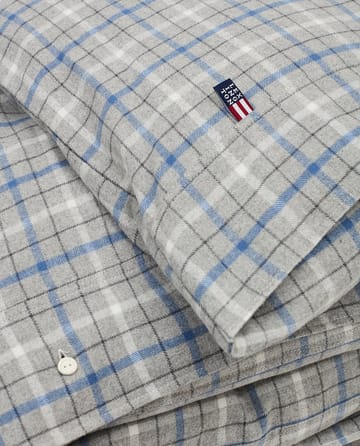 Funda nórdica de algodón y franela Checked 220x220 cm - Gray Melange/Blue/White - Lexington