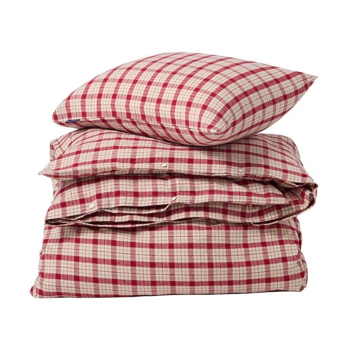 Funda nórdica de franela de algodón Red-beige Checked, 2 piezas - 50x60 cm, 150x210 cm - Lexington