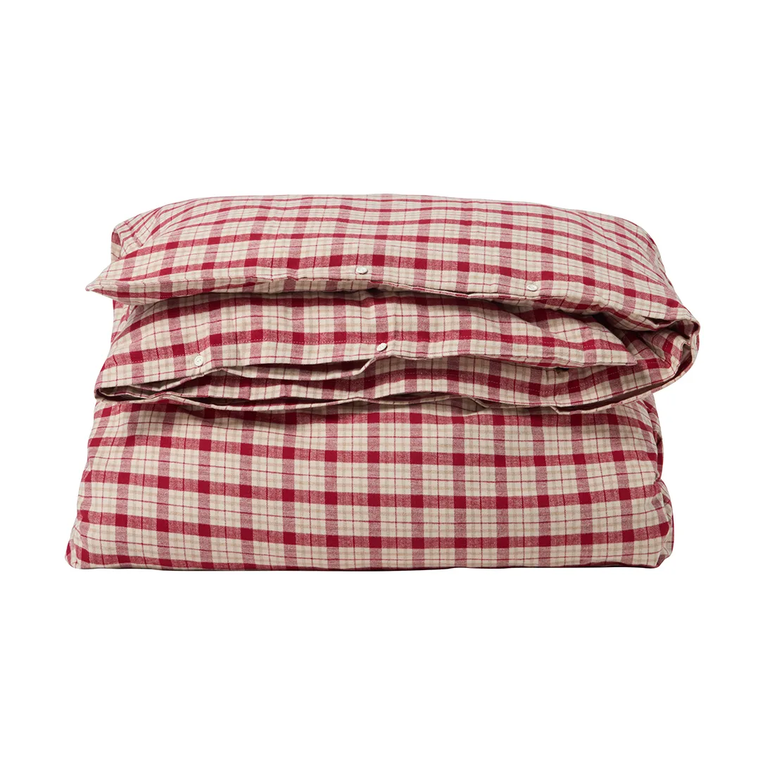 Funda nórdica de franela de algodón Red-beige Checked, 2 piezas, 50x60 cm, 150x210 cm Lexington
