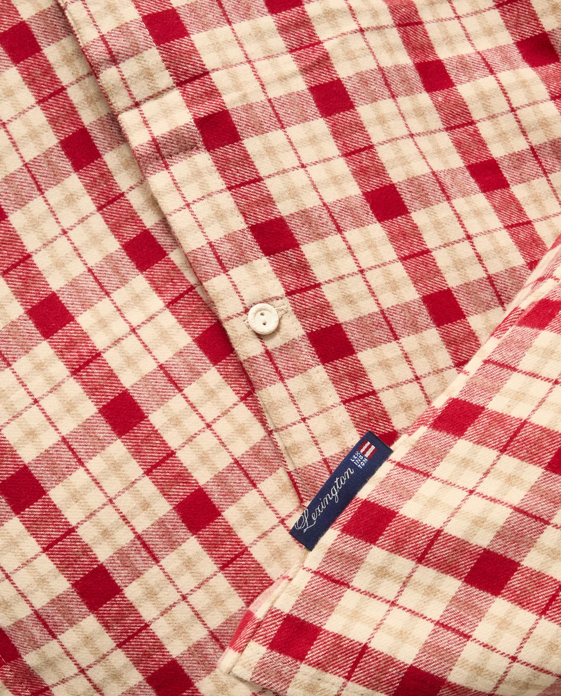 Funda nórdica de franela de algodón Red-beige Checked, 2 piezas, 50x60 cm, 150x210 cm Lexington