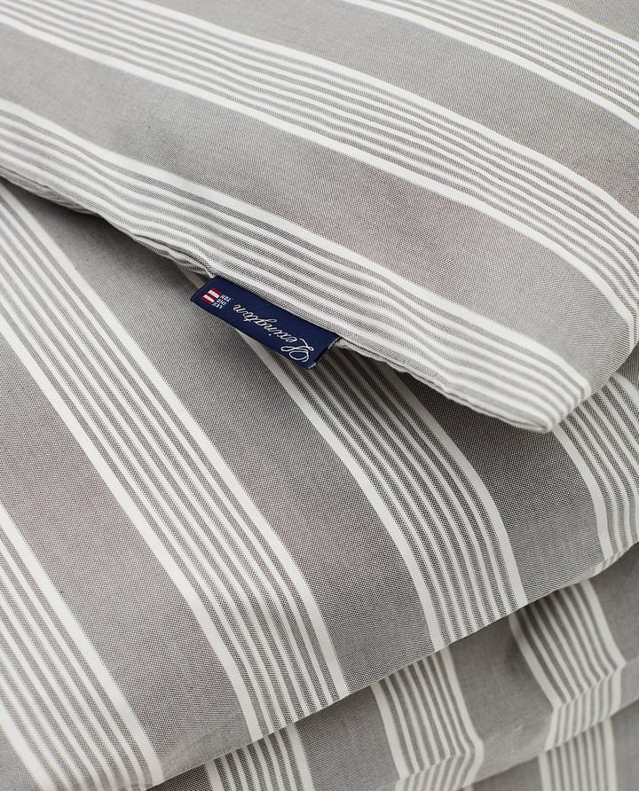 Funda nórdica de lyocell y algodón Striped 220x220 cm, Gray/Off White Lexington
