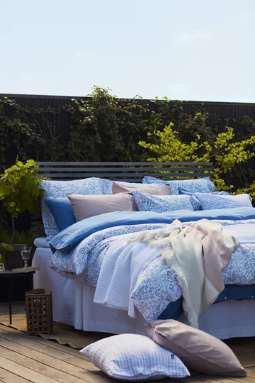 Funda nórdica Flower Printed Cotton Sateen 150x210 cm - azul - Lexington