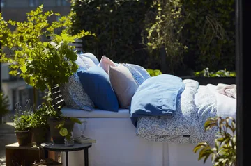 Funda nórdica Flower Printed Cotton Sateen 150x210 cm - azul - Lexington