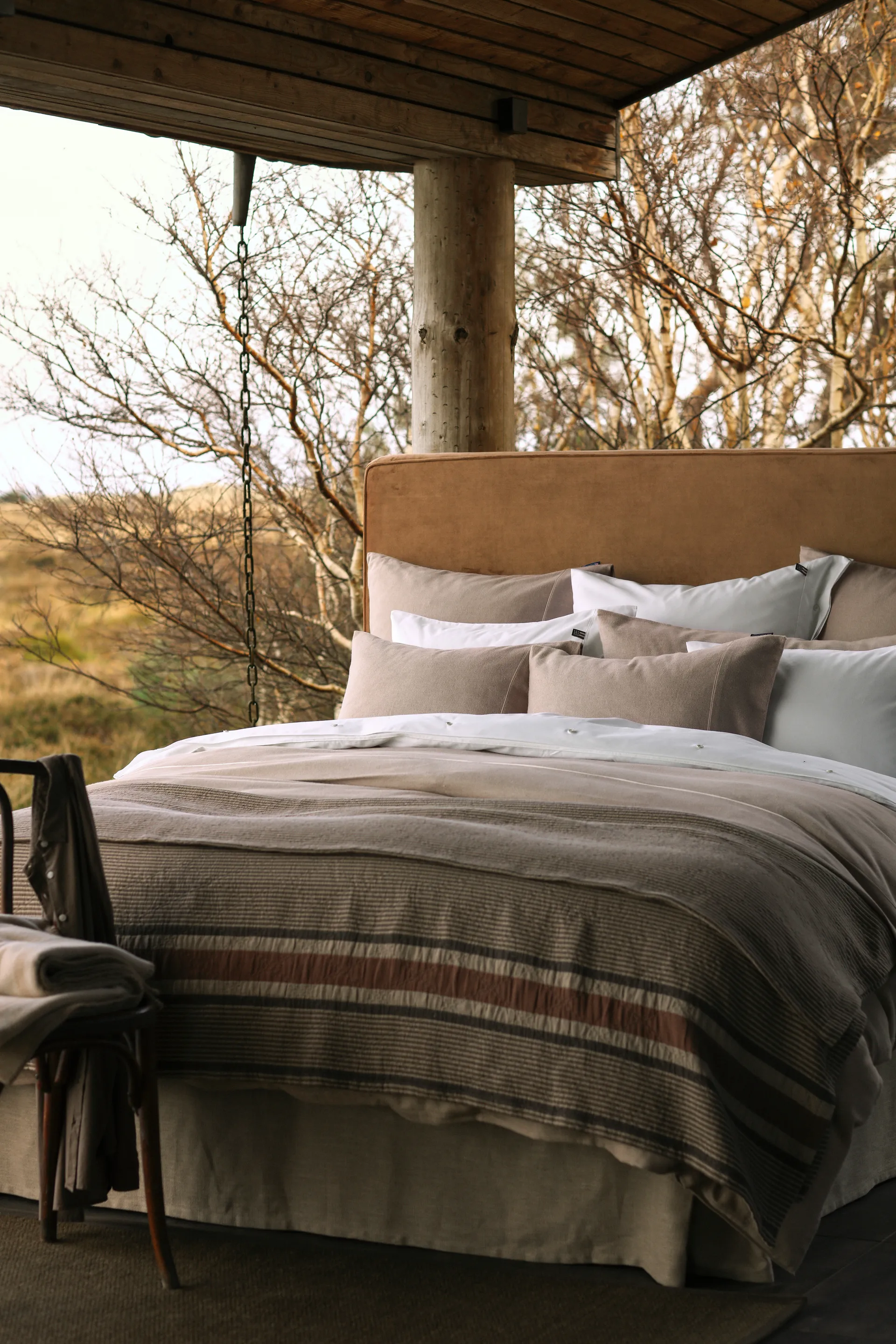 Funda nórdica Herringbone Flannel 150x210 cm, Beige-off white Lexington