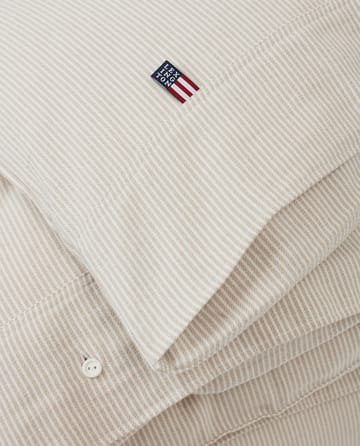 Funda nórdica Striped Organic Cotton Flannel 150x210 cm - Beige-off white - Lexington