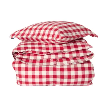 Juego de cama Checked cotton flannel - Red-light beige, 50x60 cm/150x210 cm - Lexington