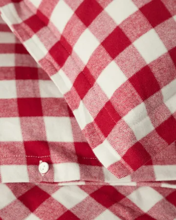 Juego de cama Checked cotton flannel - Red-light beige, 50x60 cm/150x210 cm - Lexington