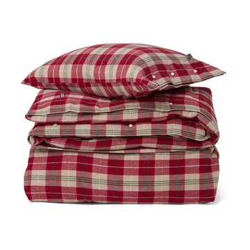 Juego de cama Checked cotton flannel - Rojo-beige-verde-blanco - Lexington