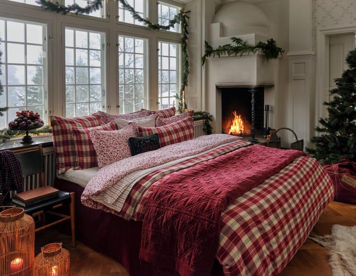 Juego de cama Checked cotton flannel , Rojo-beige-verde-blanco Lexington