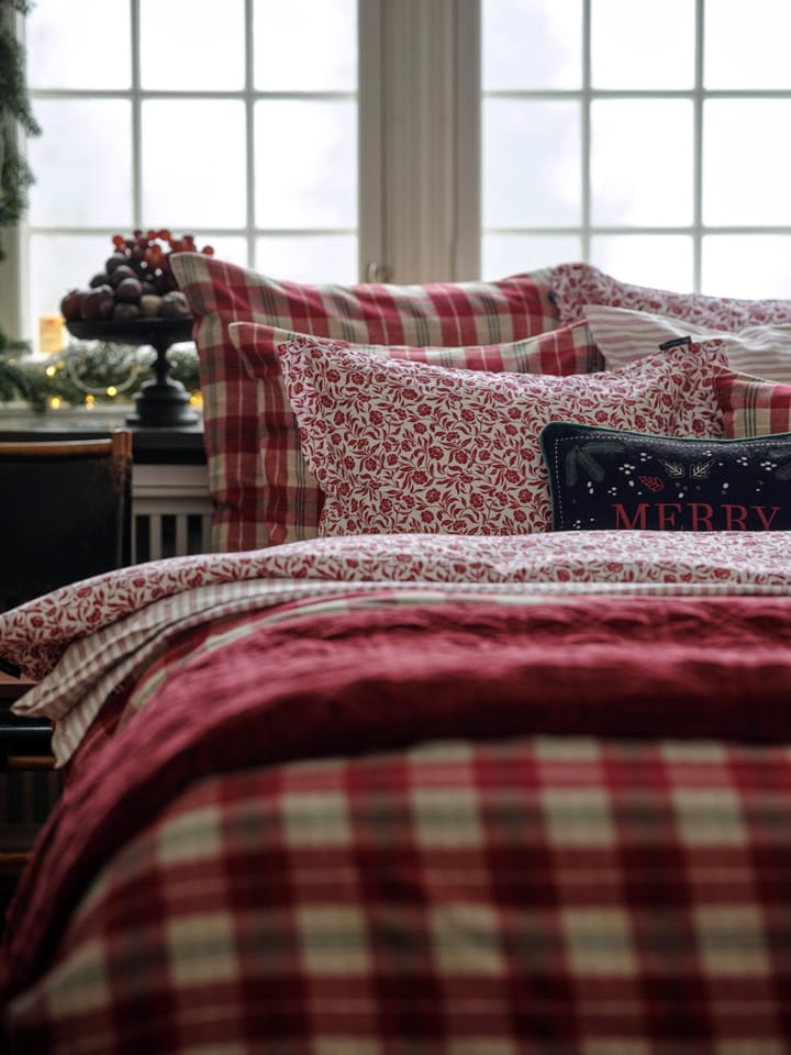 Juego de cama Checked cotton flannel , Rojo-beige-verde-blanco Lexington