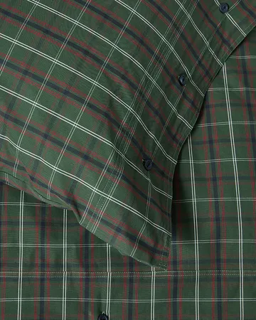 Juego de cama Checked cotton percale - Green-navy, 2 uds de 50x60 cm/1 ud de 220x220 cm - Lexington