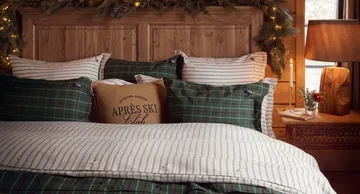 Juego de cama Checked cotton percale - Green-navy, 2 uds de 50x60 cm/1 ud de 220x220 cm - Lexington