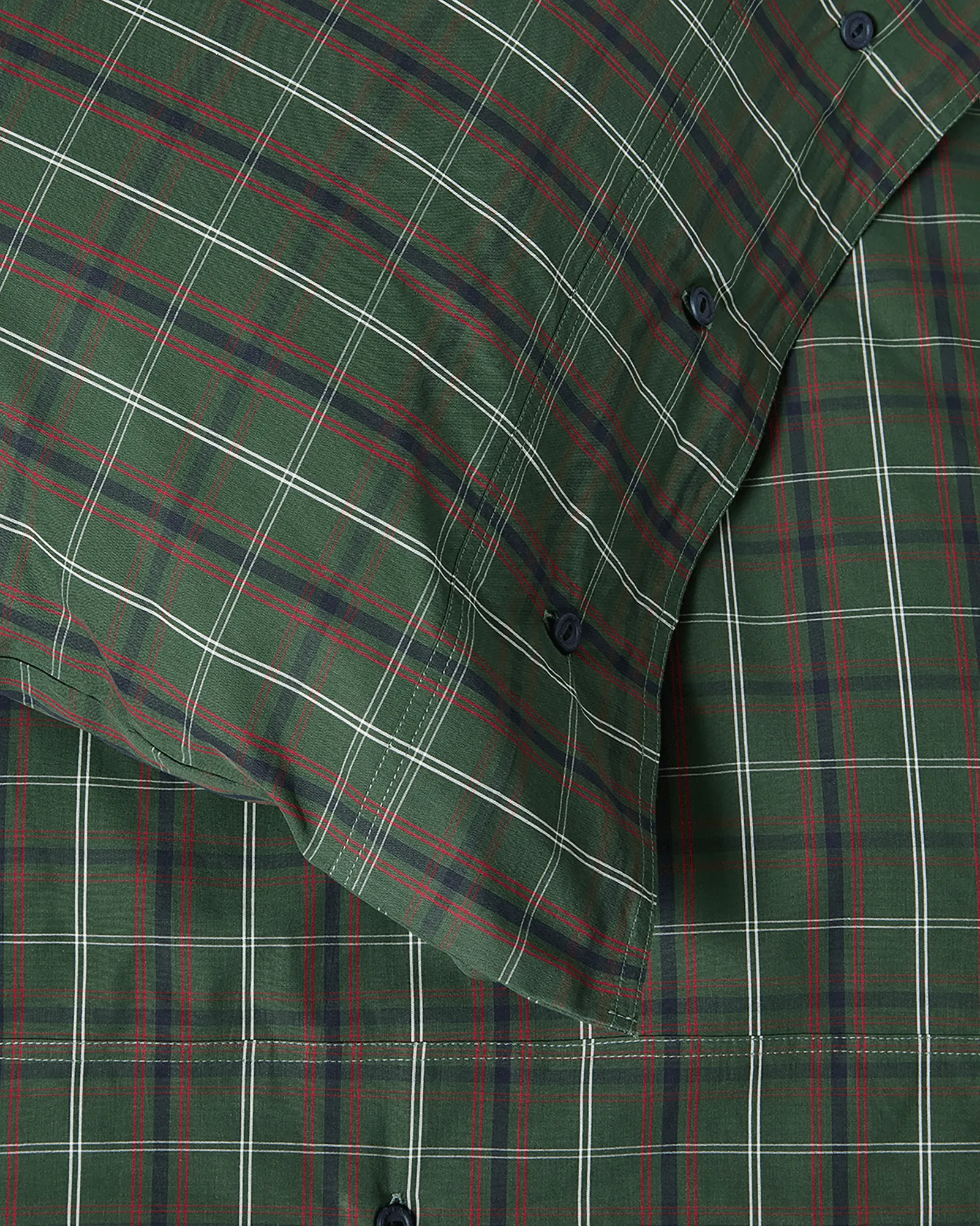 Juego de cama Checked cotton percale, Green-navy, 50x60 cm/150x210 cm Lexington