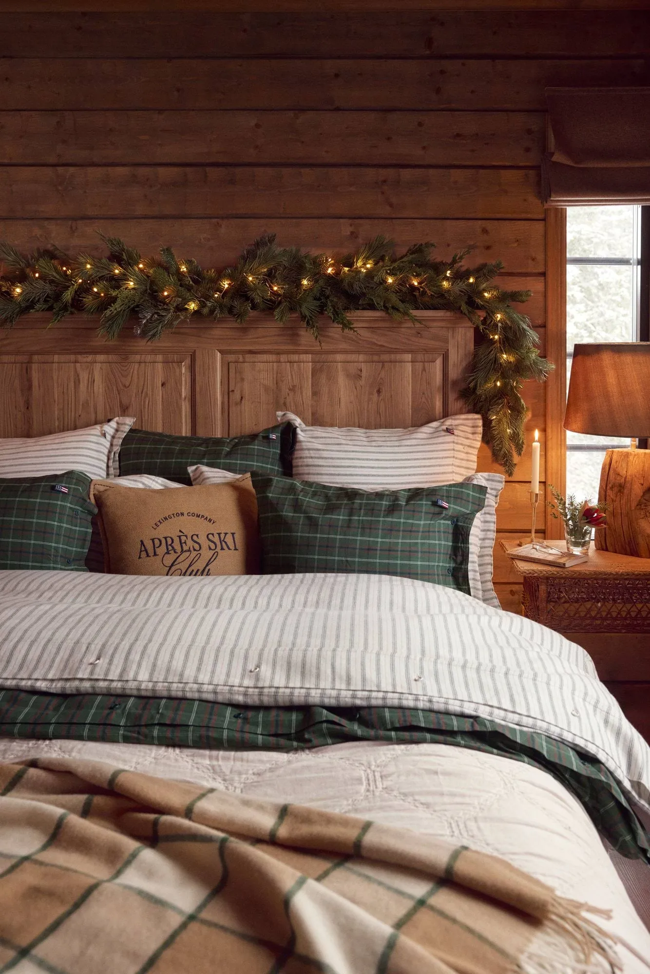 Juego de cama Checked cotton percale, Green-navy, 50x60 cm/150x210 cm Lexington