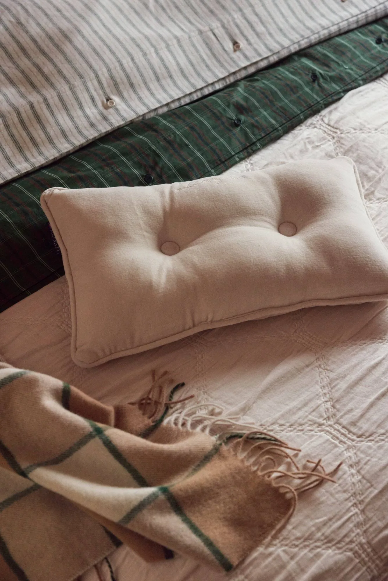 Juego de cama Checked cotton percale, Green-navy, 50x60 cm/150x210 cm Lexington