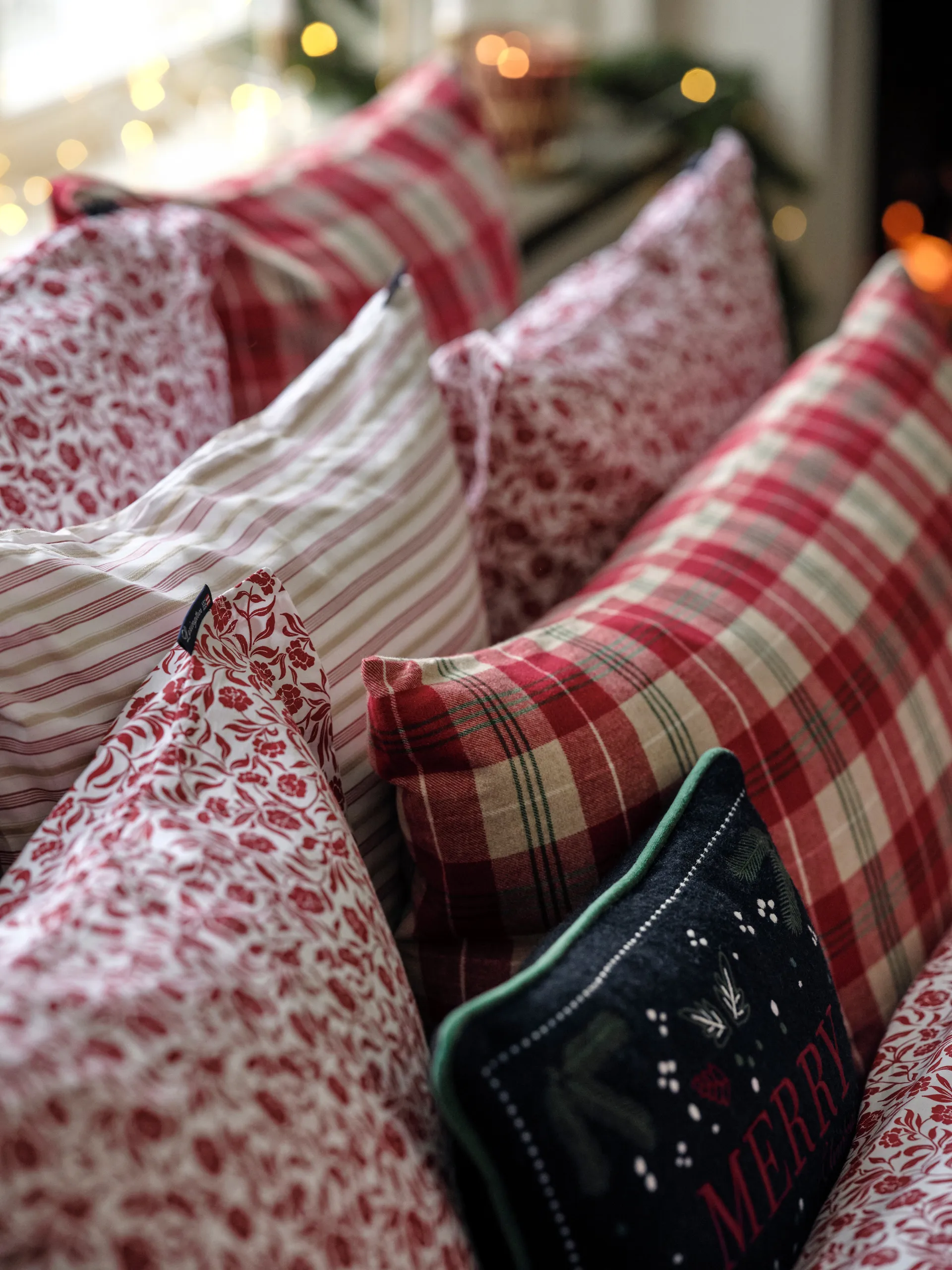 Juego de cama Dobby striped cotton poplin, Rojo-beige-blanco Lexington