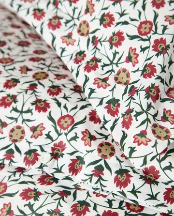 Juego de cama Flower printed cotton sateen - White-red-green-beige, 50x60 cm/150x210 cm - Lexington