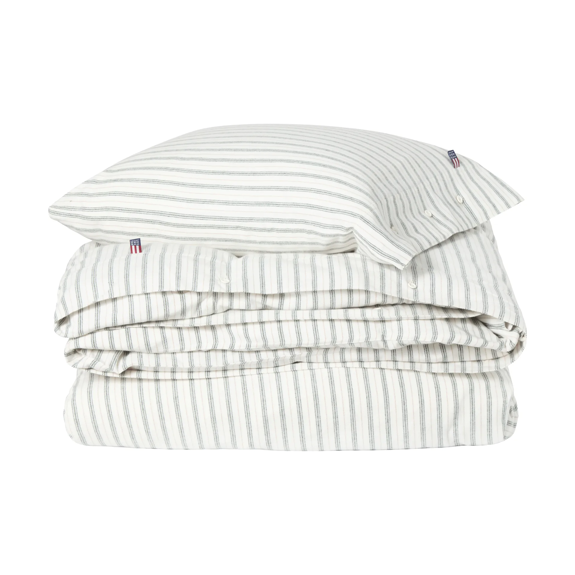 Juego de cama Stripe cotton flannel, White-green-beige, 2 uds 50x60 cm/1 ud 220x220 cm Lexington