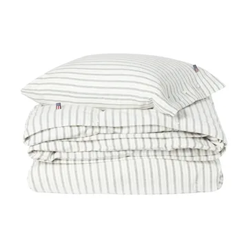 Juego de cama Stripe cotton flannel - White-green-beige, 2 uds 50x60 cm/1 ud 220x220 cm - Lexington