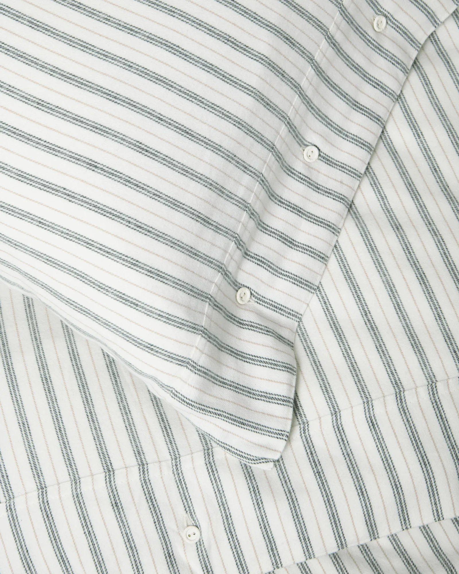 Juego de cama Stripe cotton flannel, White-green-beige, 2 uds 50x60 cm/1 ud 220x220 cm Lexington