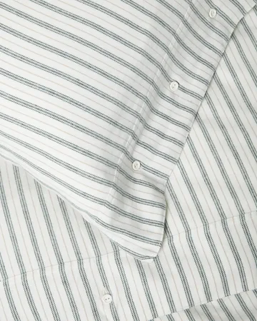 Juego de cama Stripe cotton flannel - White-green-beige, 2 uds 50x60 cm/1 ud 220x220 cm - Lexington