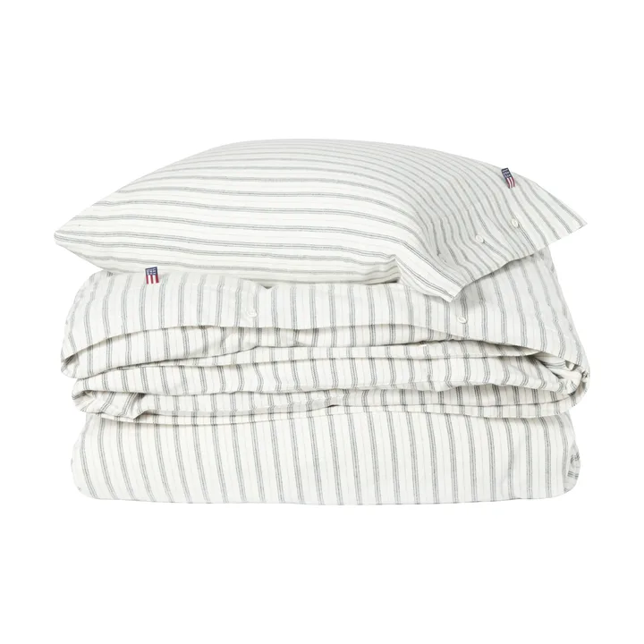 Juego de cama Stripe cotton flannel - White-green-beige, 50x60 cm/150x210 cm - Lexington