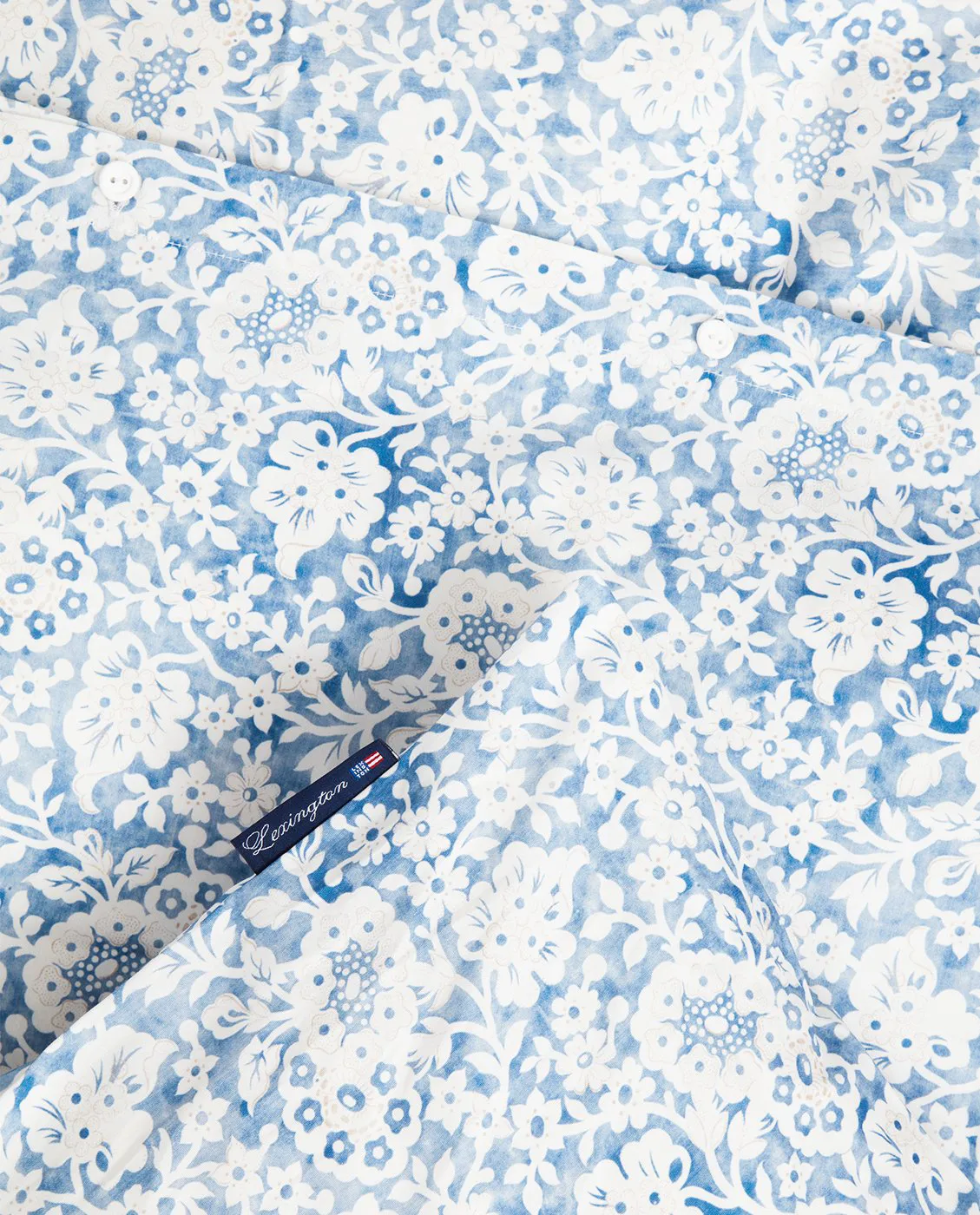 Juego de funda nórdica Blue Floral Printed Cotton Sateen, 50x60 cm, 150x210 cm Lexington