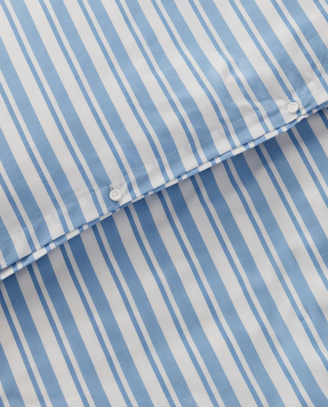 Juego de funda nórdica Striped Cotton Poplin, White-Blue, 1 funda de almohada Lexington