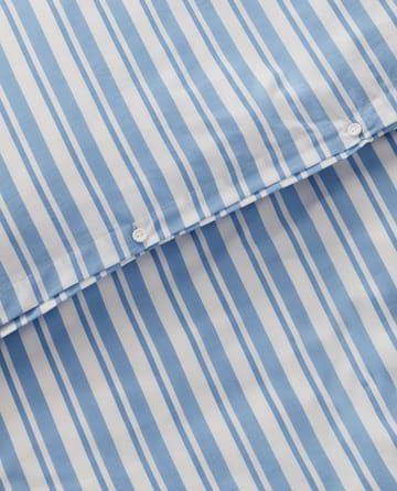 Juego de funda nórdica Striped Cotton Poplin  - White-Blue, 2 fundas de almohada - Lexington