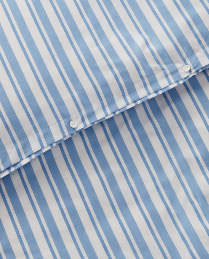 Juego de funda nórdica Striped Cotton Poplin  - White-Blue, 2 fundas de almohada - Lexington