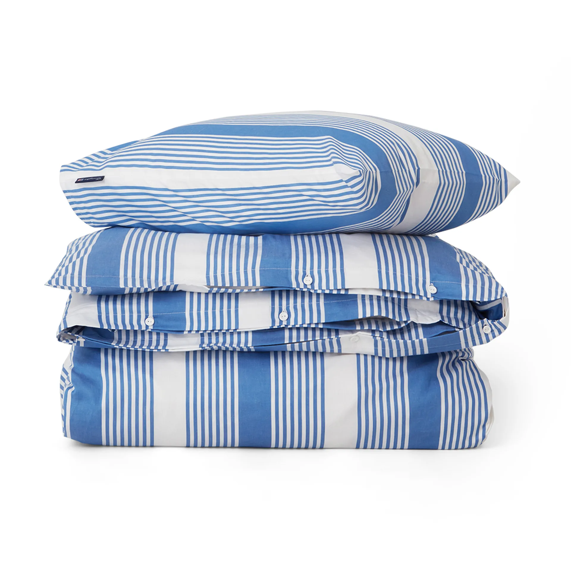 Juego de funda nórdica Striped Cotton Sateen 150x210 cm, Azul-blanco Lexington