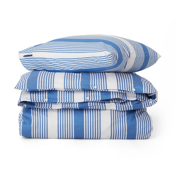 Juego de funda nórdica Striped Cotton Sateen 150x210 cm - Azul-blanco - Lexington