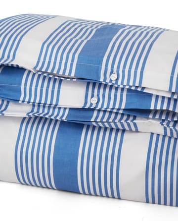 Juego de funda nórdica Striped Cotton Sateen 150x210 cm - Azul-blanco - Lexington