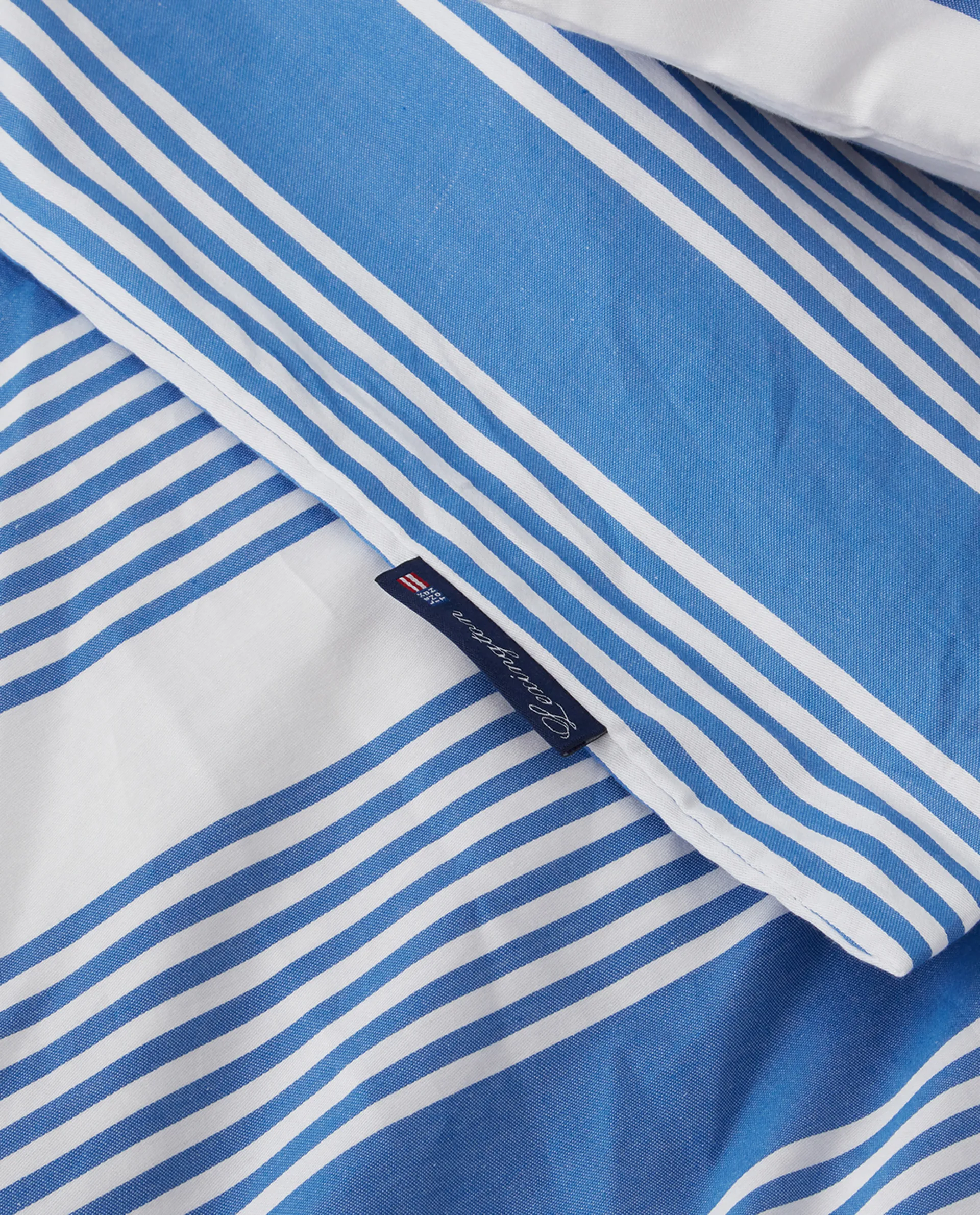 Juego de funda nórdica Striped Cotton Sateen 150x210 cm, Azul-blanco Lexington