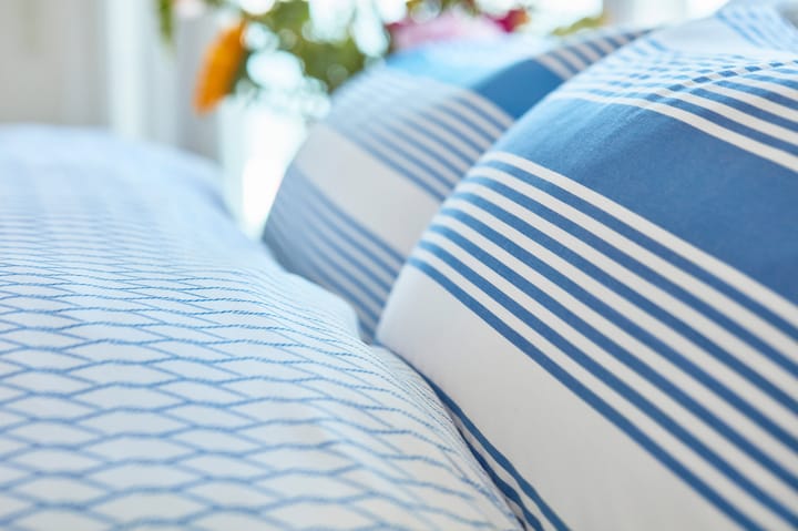 Juego de funda nórdica Striped Cotton Sateen 150x210 cm, Azul-blanco Lexington