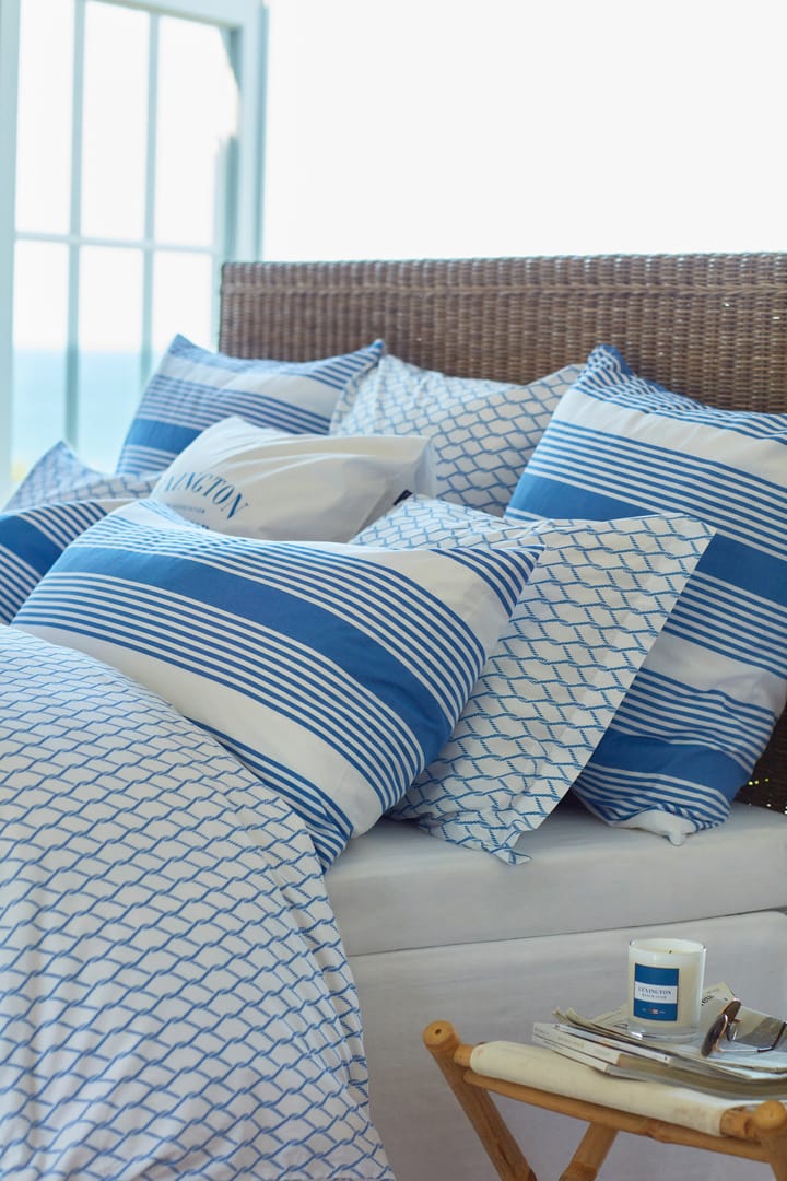 Juego de funda nórdica Striped Cotton Sateen 150x210 cm, Azul-blanco Lexington
