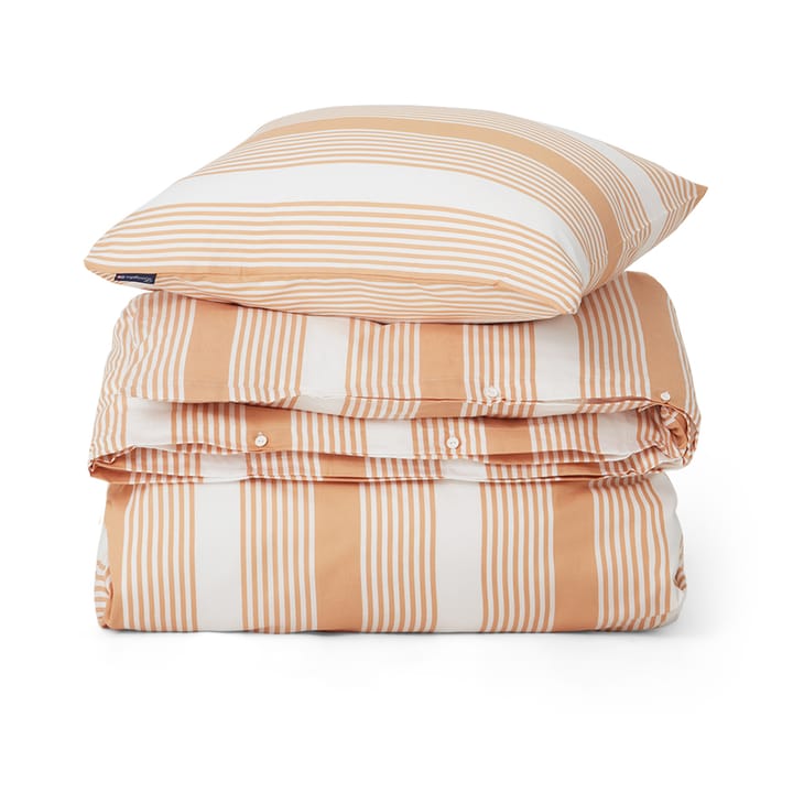 Juego de funda nórdica Striped Cotton Sateen 150x210 cm - Beige-blanco - Lexington