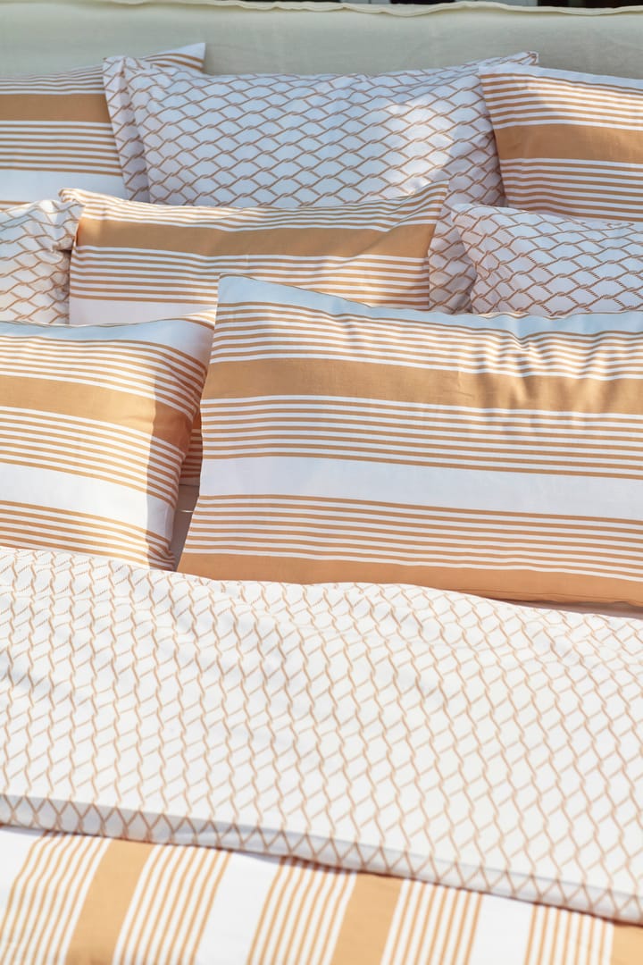 Juego de funda nórdica Striped Cotton Sateen 150x210 cm, Beige-blanco Lexington