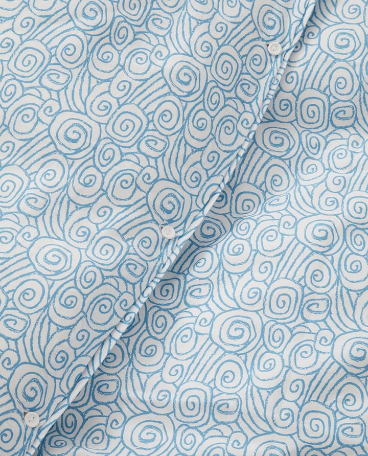 Juego de funda nórdica Wave Printed Cotton Sateen  - White-Blue, 1 funda de almohada - Lexington