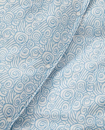 Juego de funda nórdica Wave Printed Cotton Sateen  - White-Blue, 2 fundas de almohada - Lexington