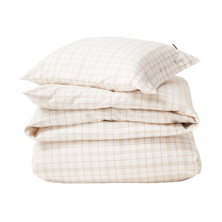 Juego de funda nórdica White/Beige Checked Lyocell/Cotton , 50x60 cm, 220x220 cm Lexington