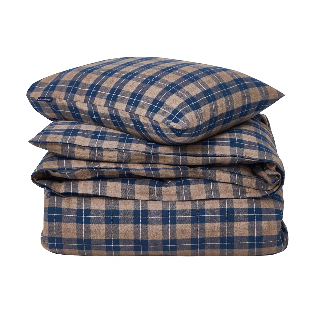 Juego de sábanas Checked Flannel 150x210 cm, Denim blue-beige Lexington