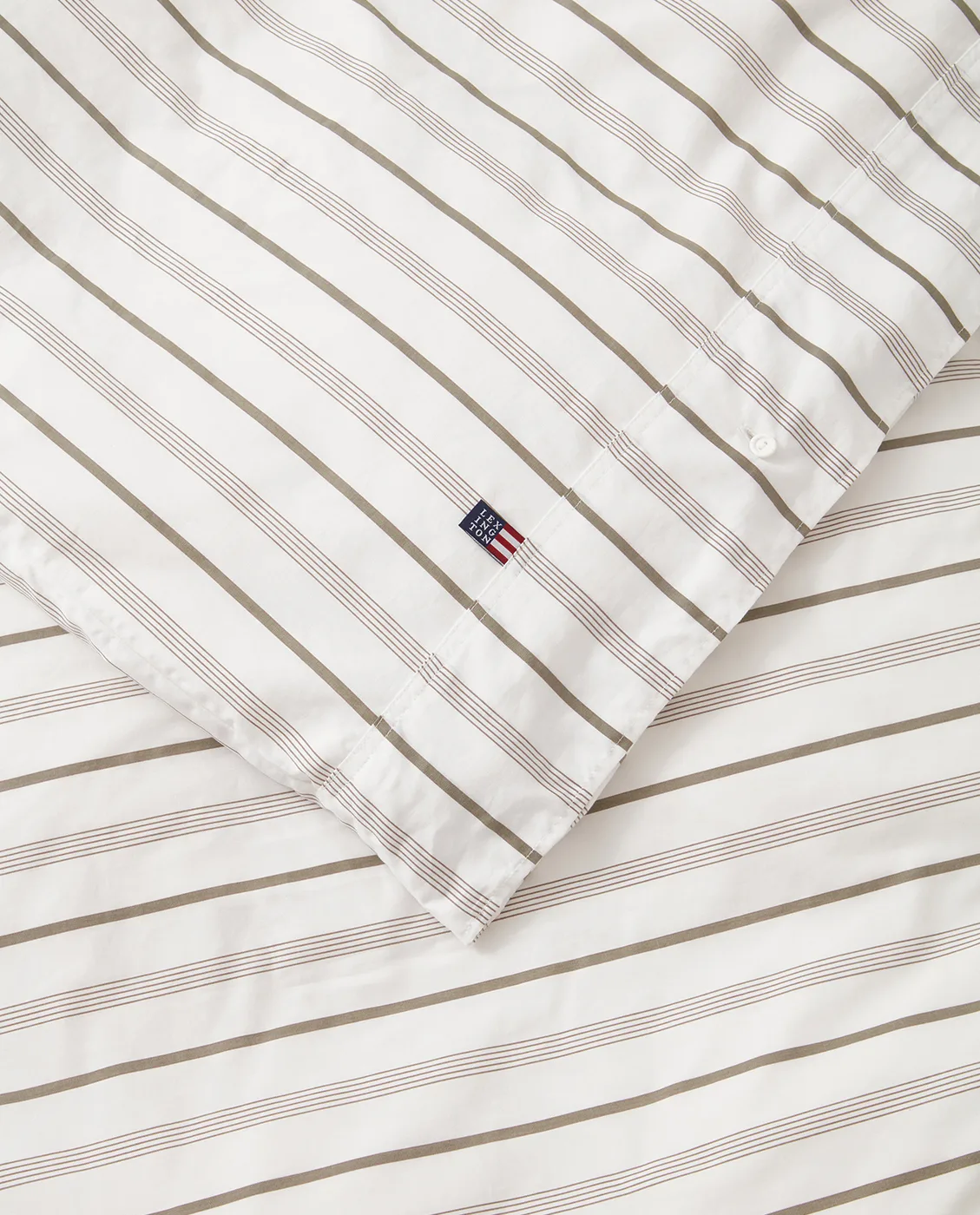 Juego de sábanas Striped Cotton Poplin 150x210 cm, White Lexington
