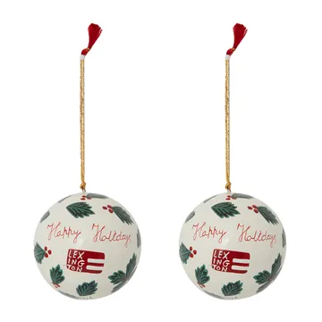 Lote de 2 bolas de navidad Lexington de papel maché - Blanco-verde - Lexington