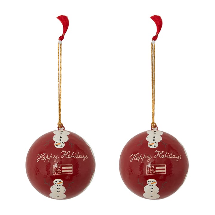 Lote de 2 bolas de navidad Lexington de papel maché , Rojo-blanco Lexington
