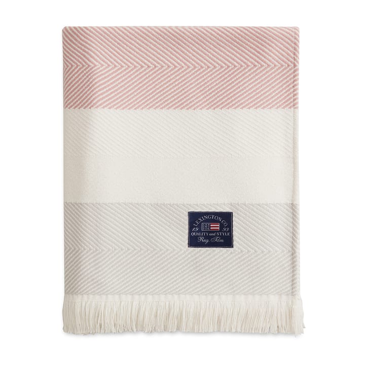 Manta algodón Herringbone Striped Recycled - blanco-rosa - Lexington